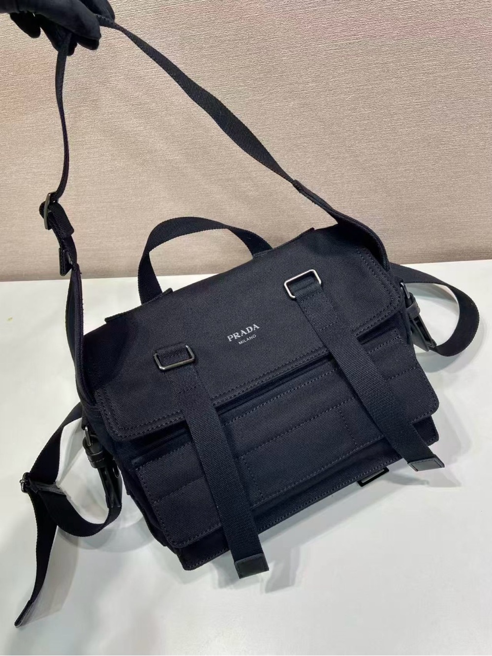 Prada Black Nylon Messenger Satchel